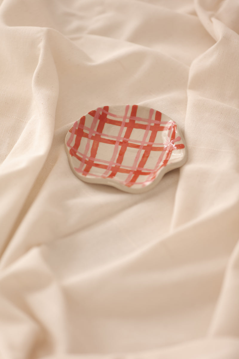 Orange & Pink Check Jewellery Tray