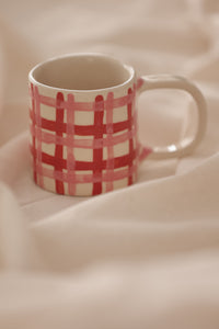 Orange & Pink Check Mug