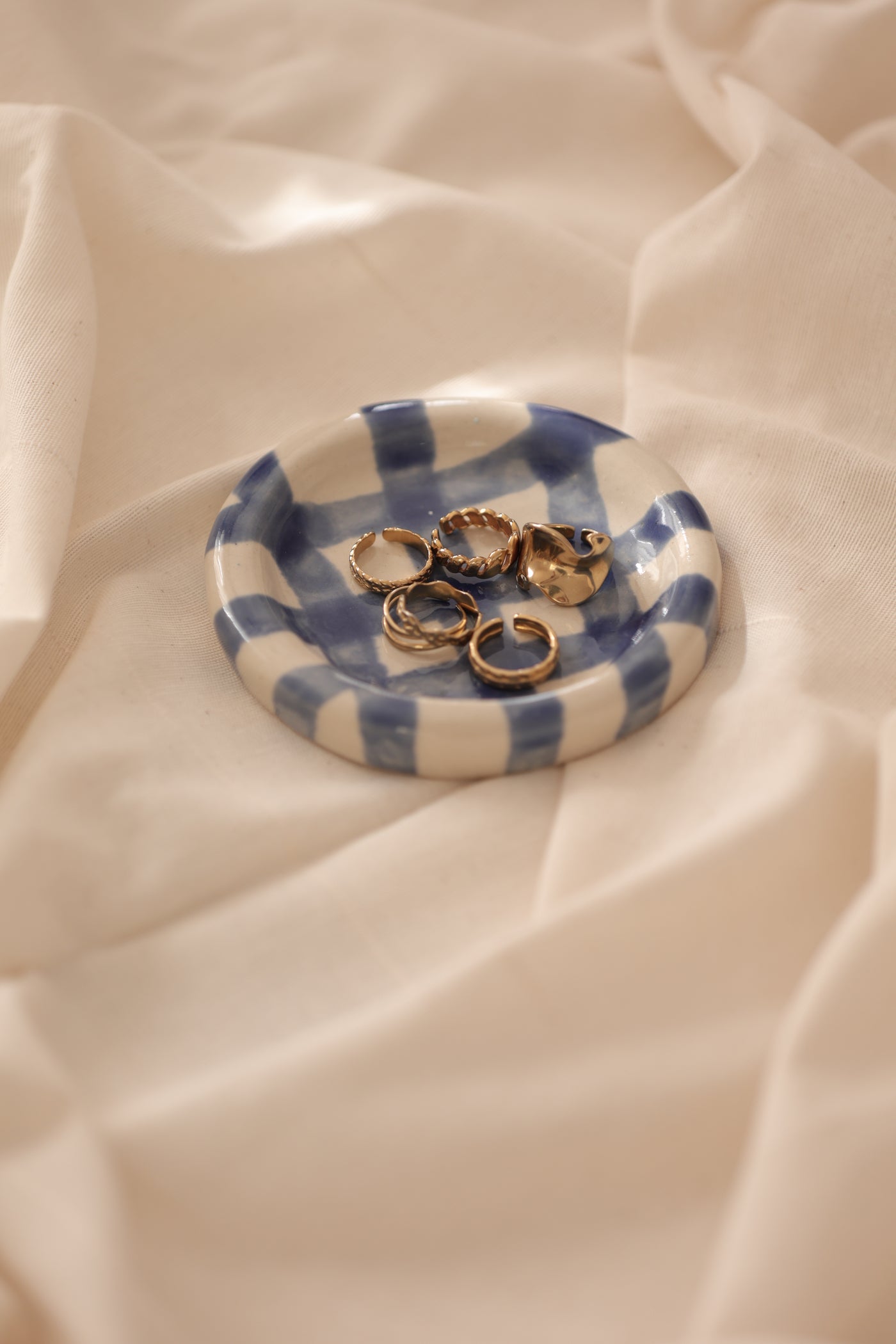 Cobalt Check Jewellery Tray