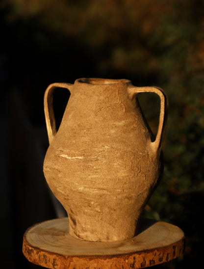 Double-Handle Stoneware Vase