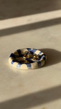 Cobalt Check Jewellery Tray