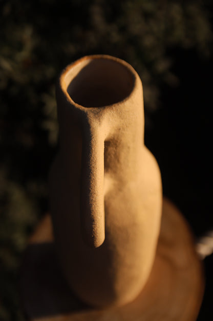 Tall-Handle Stoneware Vase