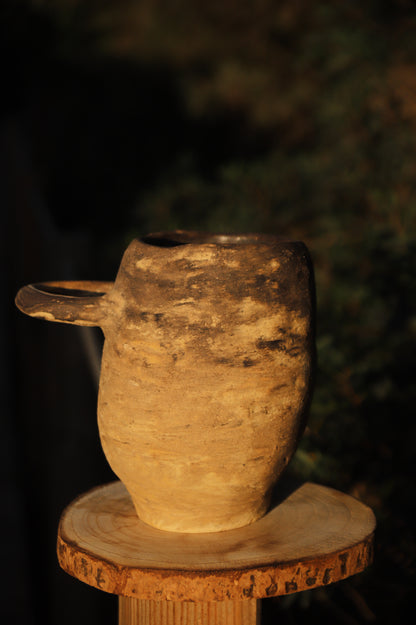 Round-Handle Stoneware Vase