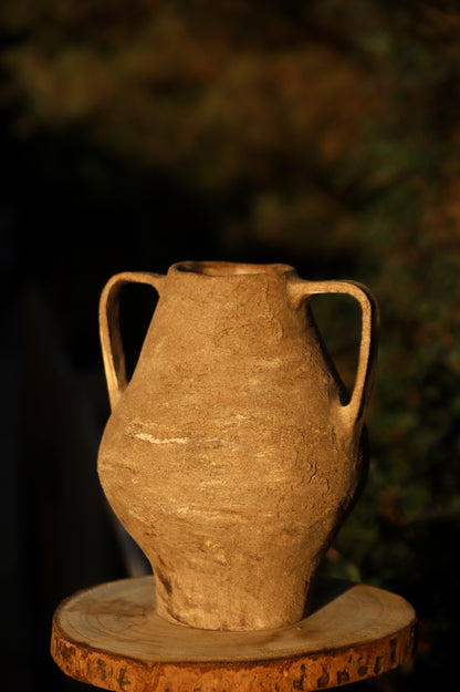 Double-Handle Stoneware Vase