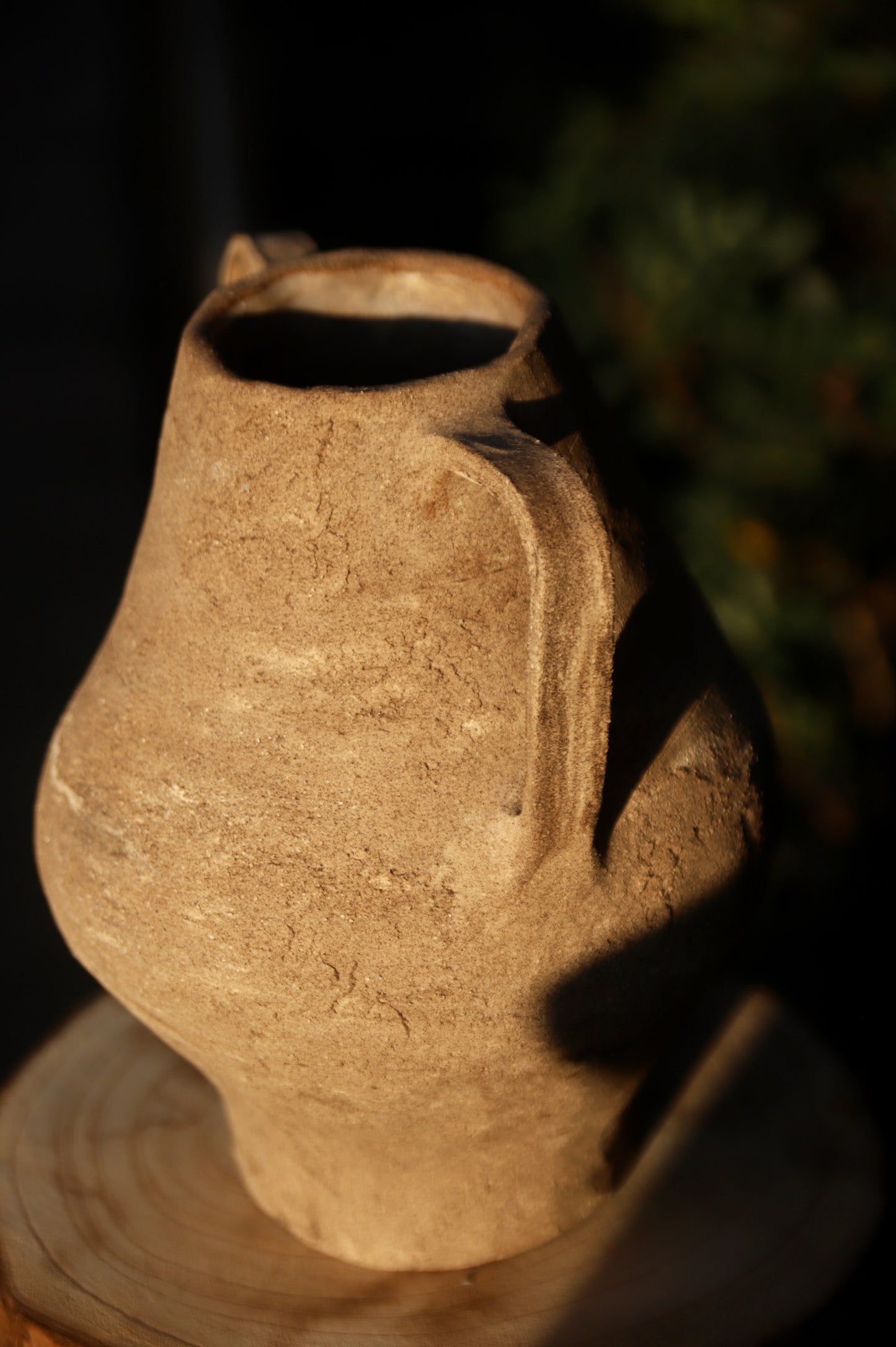 Double-Handle Stoneware Vase