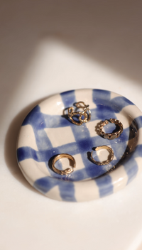 Cobalt Check Jewellery Tray