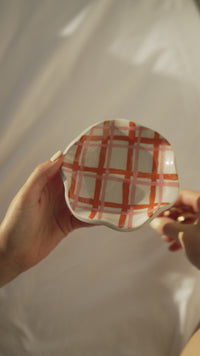 Orange & Pink Check Jewellery Tray